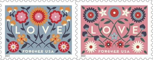 Love 2022 Forever First Class Postage Stamps — Valentine, Wedding, Celebration, Anniversary, Romance, Party — 1 Sheet, 20 Stamps —