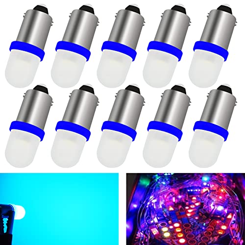 Pinball Machine Light Coin Display Bulb Pachinko Game Machine Bulb AC/DC 6V 6.3V T11 756 1893 1847 BA9S Led Bulb Replacement for  Toy Car Lights,Non-Polarity,Frosted lenses, (Pack of 10 Ice Blue)