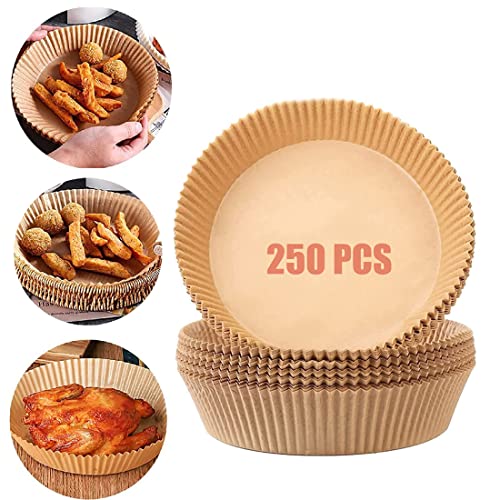 250Pcs Air Fryer Disposable Paper Liners, Non-Stick Air Fryer Liners, Round Baking Paper for Baking Roasting Microwave 6.3 Inches