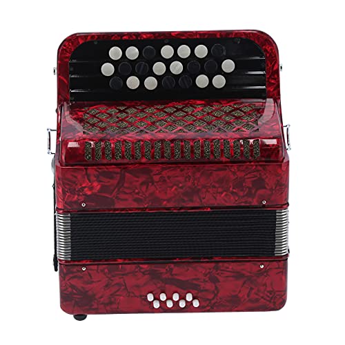 Wene Accordion for Beginner, 22 Key Accordian Kids Accordion Professional Accordion Reed Instrument for Performance Banquet, Party(red)