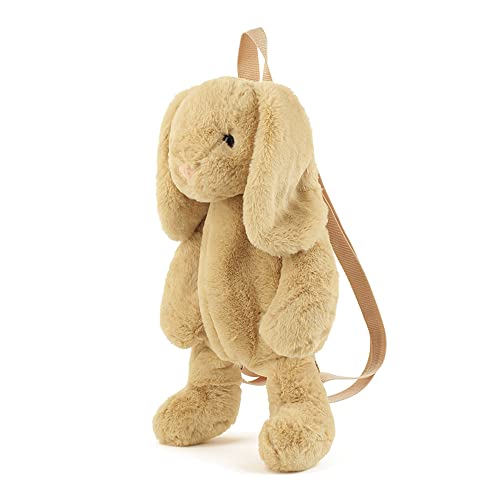 Kmiunty Cute Plush Backpack Cute Animal Backpack Rabbit Backpack Bags with Adjustable Straps (Khaki)