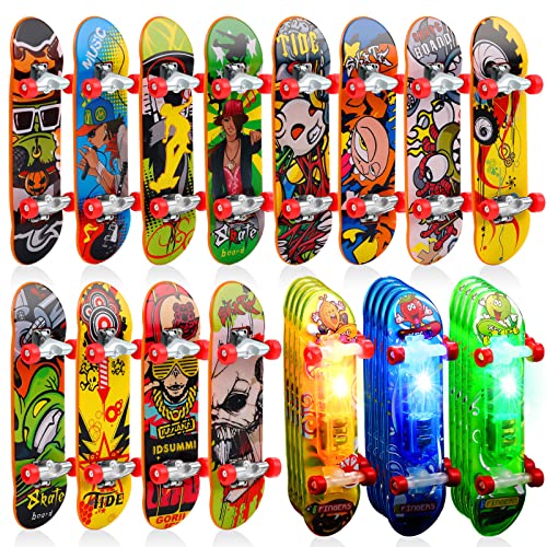 24 Pieces Mini Finger Skateboards Creative Finger Boards Set Mini Skateboards for Fingers Hand Skateboard Mini Fingerboards Skateboards for Finger Skater Party Supplies Props Decor (Classic Style)