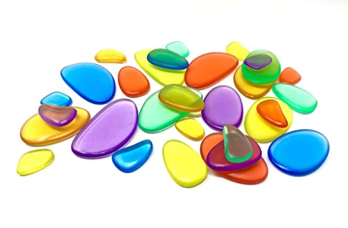 Playlearn Rainbow Stacking Stones – Perfect Light Table Toy – 30 Pieces