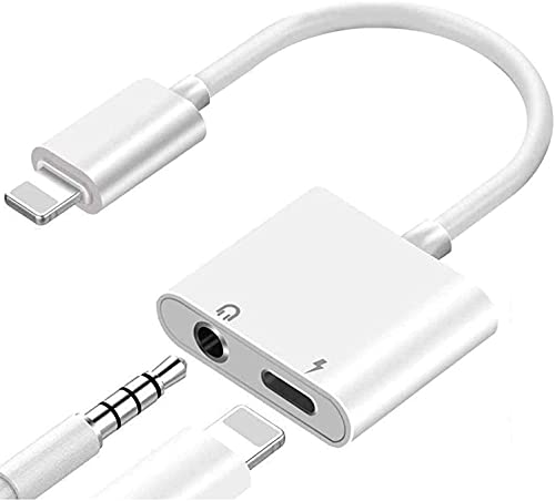 [Apple MFi Certified] Lightning to 3.5mm Headphone Adapter for iPhone, 2 in 1 Headphone Audio Splitter, Adapter AUX Connector Charger Cable Replacement for iPhone 13/12/SE/XR/XS/X/8/8Plus/7/7 Plus