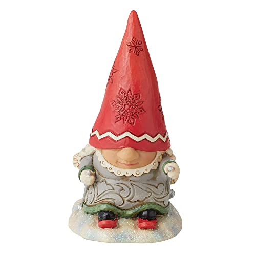 Enesco Jim Shore Heartwood Creek Gnome with Braids Skiing Figurine, 4.33 inches