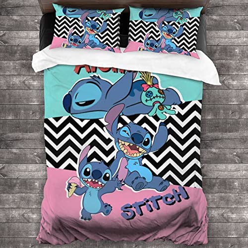 Cartoon Bedding Cover Set 3 Piece Cartoon Bed Set Bedding Boys Girls Teens Gifts Room Decor Including 1 Cover Set 86X70 in and 2 Pillowcases 20 X 30 in