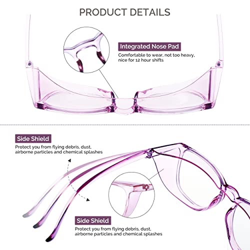 joohoo Anti Fog Safety Glasses for Women, PPE Nursing Goggles Eye Protection for Nurses,Medical Protective Eyewear Lab Glasses, Surgical Goggles Glasses Blue light Filter, Color: Purple | The Storepaperoomates Retail Market - Fast Affordable Shopping