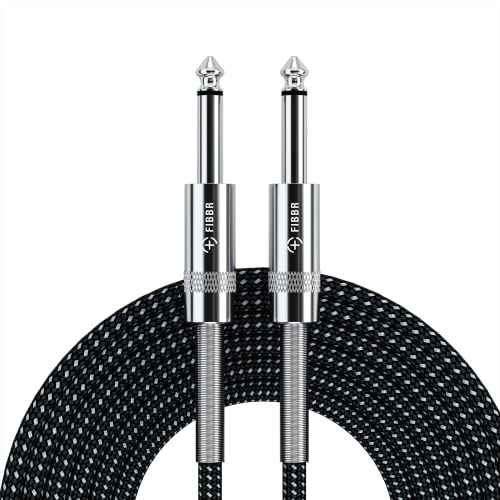 FIBBR 6.35mm to 6.35mm Stereo Audio Cable 6FT/2M, Straight 1/4″ TS Audio Guitar Male Jack Instrument Lead with Nylon Braided for Electric Guitar, Bass, Amplifier, Mixer, Keyboard, Speaker