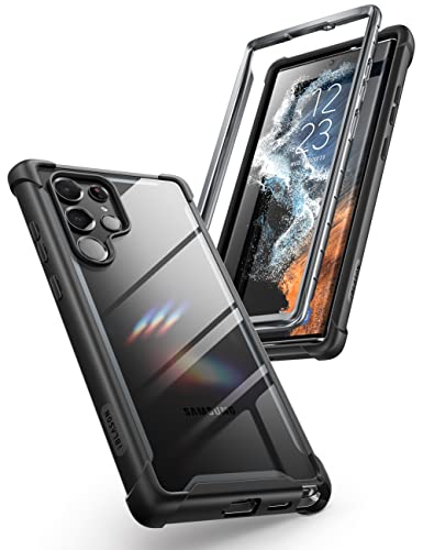 i-Blason Ares Series Designed for Galaxy S22 Ultra 5G (2022 Release), Rugged Clear Bumper Case Without Screen Protector (Black)