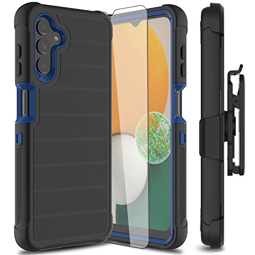 Leptech for Samsung Galaxy A13 5G Case with TPU Screen Protector, [Holster Series] Belt Clip Protective Tough Phone Case, Full Body Heavy Duty Rugged Shockproof Non-Slip Cell Phone Cover (Black)