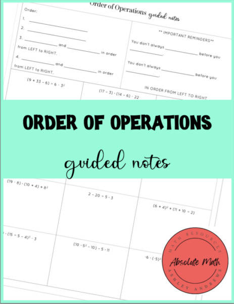 Order of Operations Guided Notes