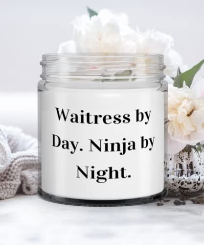 Funny Waitress Gifts, Waitress by Day. Ninja by Night, Christmas Candle For Waitress