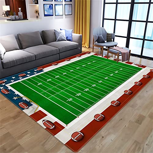 Washable Football Field Living Room Area Rug Boys Sport Carpet for Bedroom Soft Skidproof Study Room Play Room for Children 3’4″x5′