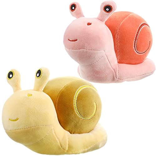 2 Pieces Snail Doll Plush Toy 7.87 Inch Cartoon Lovely Valentine’s Day Birthday Gift Cute Soft Snail Plush Toy Snail Stuffed Animal Toy Kawaii Animal Pillow for Home Decoration Gift (Pink, Yellow)