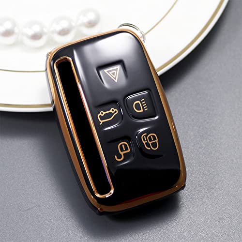 LIMBQS Key Fob Cover for Rover and Jaguar, 5-Buttons Premium Soft TPU Protection Key Fob Case for Range Rover Evoque Discovery Sport Land Rover LR2 LR4 Jaguar XF XJ XJL XE (Black) | The Storepaperoomates Retail Market - Fast Affordable Shopping