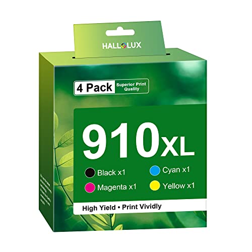 HALLOLUX 910XL Ink Cartridges for HP Printers for HP 910 XL 910XL Ink Cartridge Combo Pack Compatible with Officejet Pro 8025e 8028e 8035e 8028 Printer (4 Pack HP 910 XL Ink Cartridges Combo Pack)