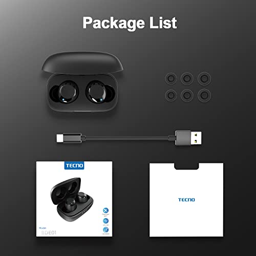 Tecno Wireless Bluetooth Earbuds with Microphone, CVC 8.0 Noise Cancelling Earbuds Wireless Bluetooth, Aptx Low Latency Earbuds Built in Mic, Waterproof Bluetooth Headphones Touch Control, BDE01 | The Storepaperoomates Retail Market - Fast Affordable Shopping