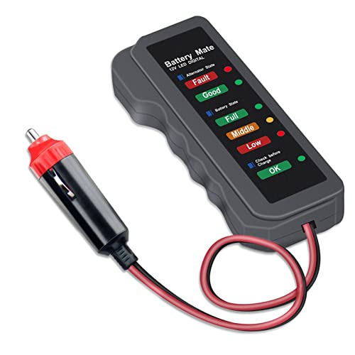 Battery Tester 12V Car Battery Tester Vehicle Alternator Test 12 Volt Batteries Check Diagnostic Tool For Automobile And Motorcycle Accessorie for Vehicle and Heavy Duty Truck