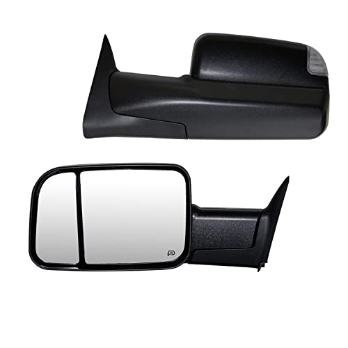 SUPDM Pair Towing Mirrors fit for Towing Mirrors 94-01 Dodge Ram 1500, 94-02 Ram 2500 3500 Truck with Turn Signal Light Power Heated Black Housing Set Left+Right