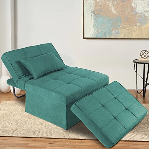 Polar Aurora Ottoman Sofa Bed 4 in 1 Multi-Function Folding Sleeper Chair Bed Adjustable Recliner for Living Room (Green)