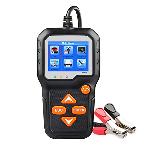 Battery Tester KW650 Car Motorcycle Battery Tester 12V 6V Battery System Analyzer 2000CCA Charging Cranking Test Tools for the Car for Vehicle and Heavy Duty Truck