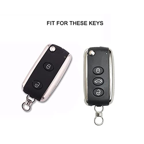 JanneChou Handmade Genuine Leather Smart Remote Key Fob Case Cover for Bentley Continental GT GTC Mulsanne With Key Chain Black | The Storepaperoomates Retail Market - Fast Affordable Shopping