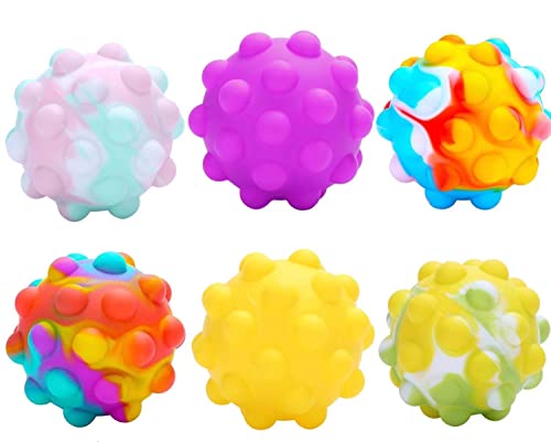 LOPSEN 6 Pcs Pop Balls Fidget Toy,3D Pop Balls It Bubble Anti-Stressed Silicone Sensory Balls for Kids Toddlers Adults
