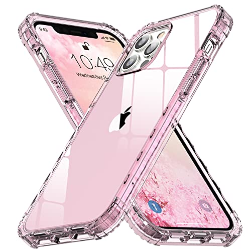 KEVKEEK Compatible with iPhone 13 Pro Max Case for Women, Clear Case for iPhone 13 Pro Max Cover, [Anti-Yellowing] [Military Drop Protection] [Shock-Absorbing Corners] [Scratch Resistant]-Pink