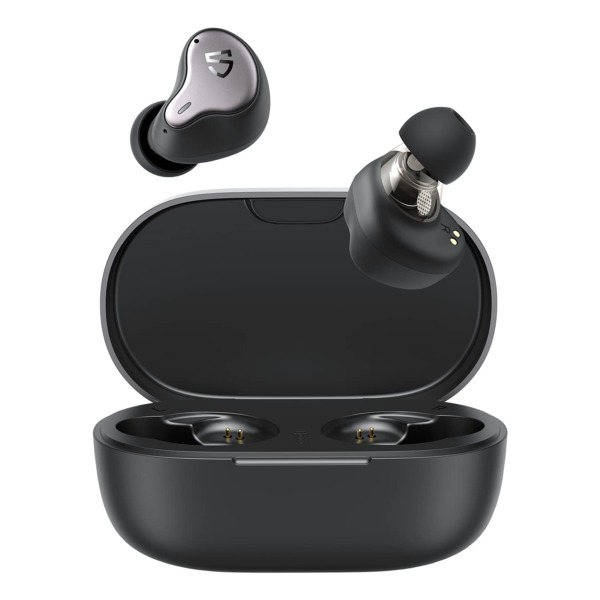 SoundPEATS H1 Wireless Earbuds Bluetooth V5.2 Headphones with QCC3040, Hybrid Dual Driver Earphones with Immersive Sound, aptX Adaptive, 4-Mic, CVC 8.0, Game Mode, Total 35 Hours