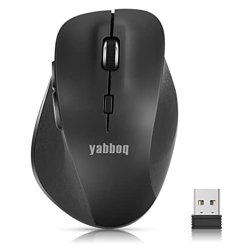 YABBOQ Wireless Mouse, 2023 Version 2.4G Wireless Computer Optical Mouse, Ergonomic Mouse 6 Buttons, 800/1200/1600 DPI, with USB Receiver Portable Mouse for Laptop, PC, MacBook, Desktop-Black