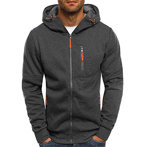 ZDFER Men’s Casual Pullover Hoodie Solid Hooded Sweatshirt Long Sleeve Zipper Drawstring Tops Athletic Coat with Pockets Mens Christmas Shirts Golf Shirts Ping Golf Shirts for Men Polo Shirts for Men