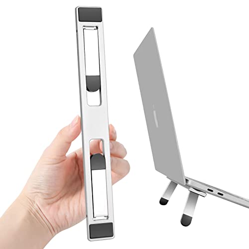 Upgrade Laptop Riser for Desk ,Adjustable Height Self-Adhesive Portable Laptop Stand with Non-Skid Feet, Extend Leg ,Foldable Computer Stand for 10”-17” Models Including MacBook Air, Keyboard