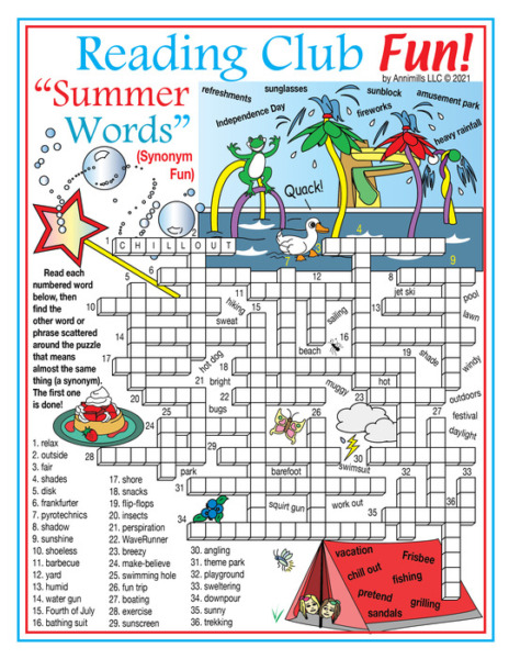 Summer Vocabulary (Synonyms) Crossword Puzzle & Word Search