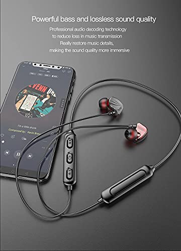 Wireless Stereo Earbuds – Neck Hanging Type Sports，HiFi Bass Stereo Running Headphones，Bluetooth 5.0，Call Function, Voice Control, Power Display,12 Hours Play Time, Built-in Microphone (Black) (BLACK) | The Storepaperoomates Retail Market - Fast Affordable Shopping