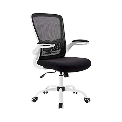 WJCCY Furniture Mid Back Black Mesh Swivel Ergonomic Task Office Chair with Flip Up Arms