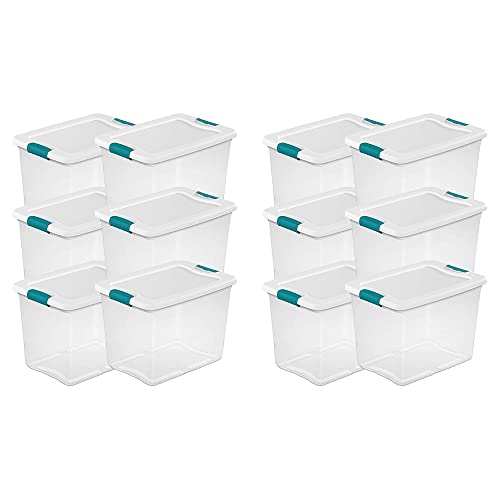 Sterilite Multipurpose 25 Quart Capacity Clear Plastic Storage Tote Home and Office Organization Bins with Latching Lids and Handles, (12 Pack)