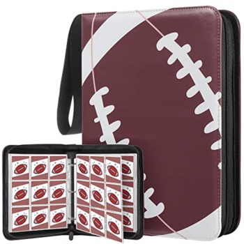 MoKo 9-Pocket 720 Trading Card Binder Album with Sleeves, 40 Pages Double Sided Collectible Card Carrying Case with Zipper for Sports Game Cards, Portable PU Loose-Leaf Trading Card Album, Football | The Storepaperoomates Retail Market - Fast Affordable Shopping