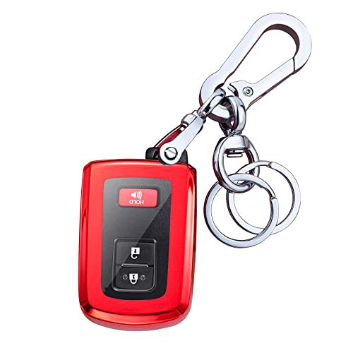 Key Fob Cover Case for Sequoia Tundra Tacoma 4Runner Land Cruise Camry Avalon Vehicle Accessories Smart Remote Premium Soft TPU Key Cover 2/3/4 Button（Red）