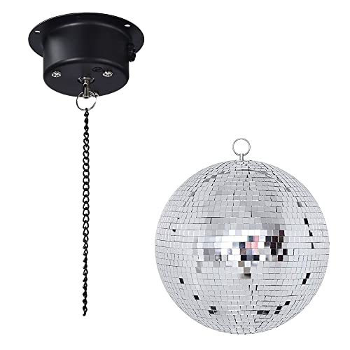 NuLink 8″ Disco Light Mirror Ball with Hanging Ring and 3 RPM Mirror Ball Motor Bundle