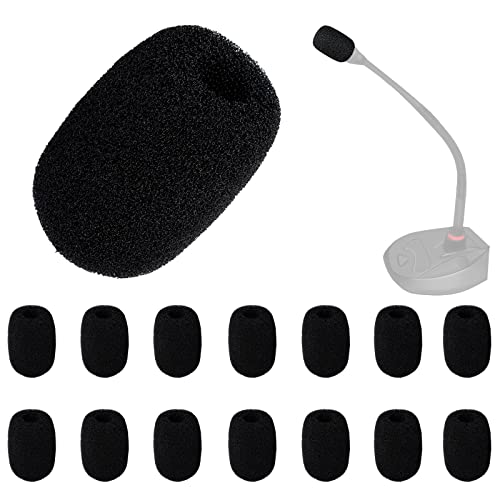 LUTER 15pcs Mini Foam Microphone Windscreens, High Density Foam Mic Covers for Headset Protection for Lavalier Microphones (Black)