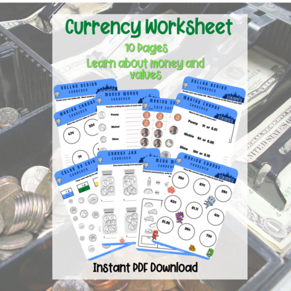 Currency and Counting Coins Worksheet