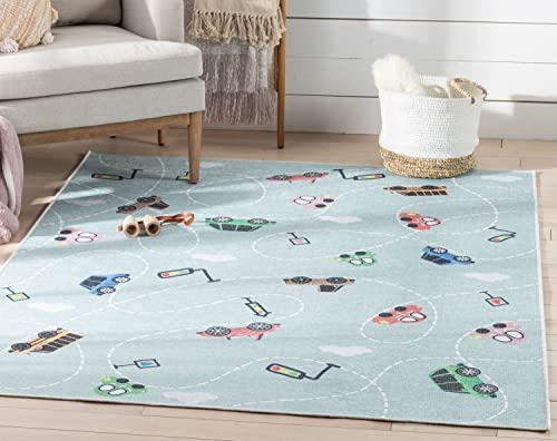 Well Woven Car Rug Playmat Green 5′ x 7′ Apollo Kids Collection