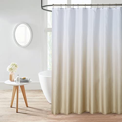 YOSTEV Gold Ombre Bathroom Shower Curtains for Bathroom,Gold and White Fabric Gradient Shower Curtain,Textured Fabric Waterproof Bath Curtain,Decorative Bathroom Accessories,72x72inch,Standard Size