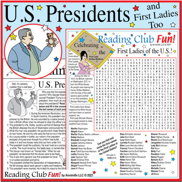 Presidents Day and First Ladies Activity Set, Word Searches and 2 FREE Bonuses