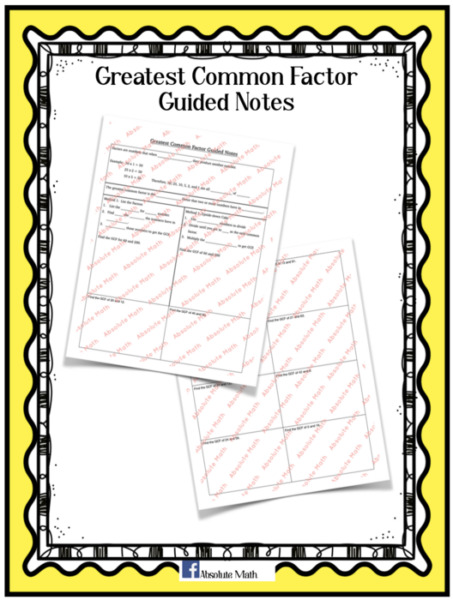 Greatest Common Factor Guided Notes