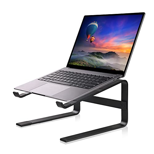 Laptop Stand for Desk Notebook Computer Riser Aluminum Alloy Ergonomic Metal Holder Cooling Fixed Stands Compatible with Lenovo Asus HP MacBook Air Pro Dell XPS 10 to 18 Inch Black