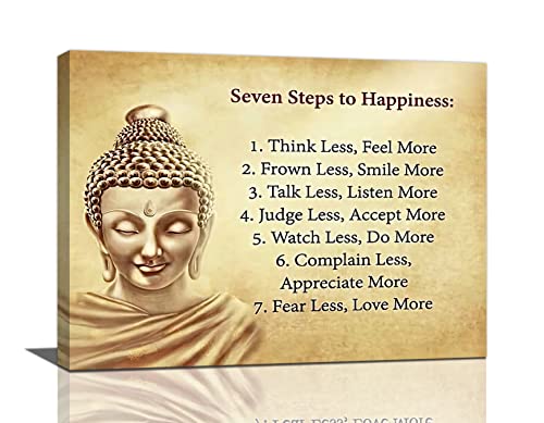 Buddha Statue Wall Art Inspirational Quotes Wall Decor Pictures Painting Buddhism Zen Gifts for Women Men Canvas Prints Modern Artwork Framed Room Decor for Home Office Studio Spa Yoga 16″x12″