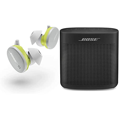 Bose Sport Earbuds – True Wireless Earphones, Glacier White & SoundLink Color II: Portable Bluetooth, Wireless Speaker with Microphone- Soft Black