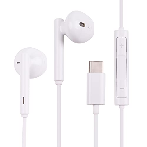 USB C Headphones Inwa in Ear Usbc Earbuds with Mic/Volume Control Compatible with SoundFlow Google Pixel Oneplus Samsung Sony MacBook Huawei (White)