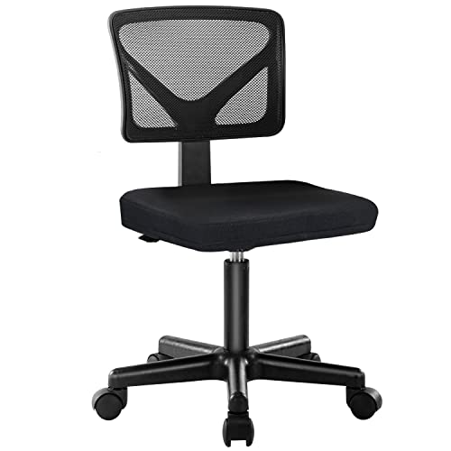 Desk Chair, Swivel Computer Office Mesh Desk Chair Armless Office Chair Small Desk Chair Adjustable Black Computer Task Chair No Armrest Mid Back Home Office Chair for Small Spaces